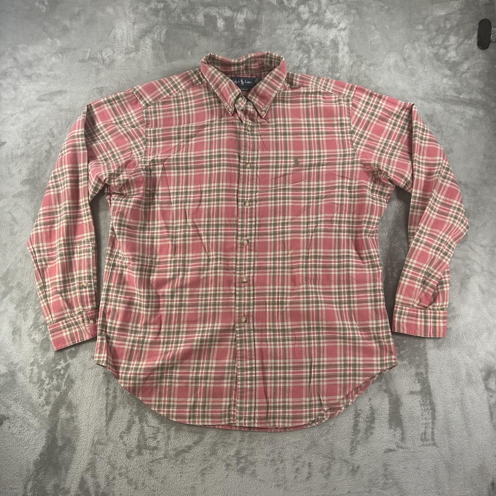 Ralph Lauren Shirt Mens XL Red Plaid Flannel Long Sleeve Button Down Casual
